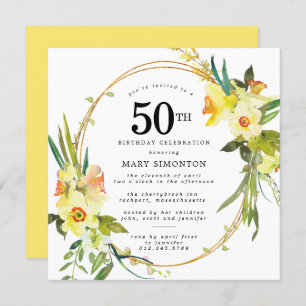 Rustic Boho Yellow Daffodil 50th Birthday Kaart