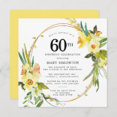 Rustic Boho Yellow Daffodil 60th Birthday Kaart (Voorkant / Achterkant)