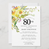Rustic Boho Yellow Daffodil 80th Birthday Kaart (Voorkant)