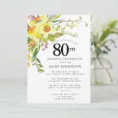 Rustic Boho Yellow Daffodil 80th Birthday Kaart (Staand voorkant)