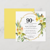 Rustic Boho Yellow Daffodil 90th Birthday Kaart (Voorkant / Achterkant)