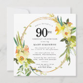 Rustic Boho Yellow Daffodil 90th Birthday Kaart (Voorkant)
