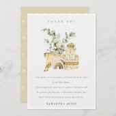 Rustic Boho Yellow Nursery Foliage Baby shower Bedankkaart (Voorkant / Achterkant)