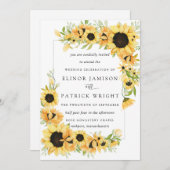 Rustic Boho Yellow Sunflower Summer Wedding Kaart (Voorkant / Achterkant)