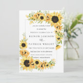 Rustic Boho Yellow Sunflower Summer Wedding Kaart (Staand voorkant)