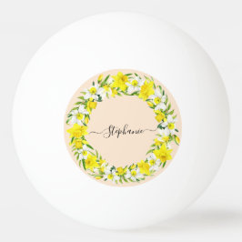 Rustic Boho Yellow Waterverf Daffodil Custom Pingpongbal