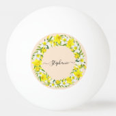 Rustic Boho Yellow Waterverf Daffodil Custom Pingpongbal (Achterkant)