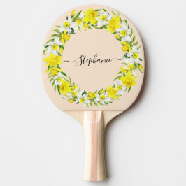 Rustic Boho Yellow Waterverf Daffodil Custom Tafeltennisbatje