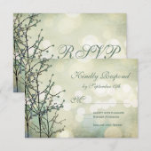 Rustic Bokeh Blossoms Wedding RSVP-kaarten RSVP Kaartje (Voorkant / Achterkant)