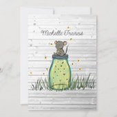 Rustic Bokeh Mouse Firefly Mason Jar Shower Invita Kaart (Voorkant)