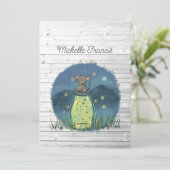 Rustic Bokeh Mouse Firefly Mason Jar Shower Kaart (Staand voorkant)