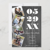 Rustic Bold Vier Foto Save the Date | Grijs (Voorkant)