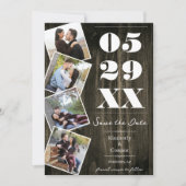 Rustic Bold Vier Foto Save the Date | Natuurlijk (Voorkant)