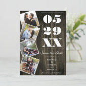 Rustic Bold Vier Foto Save the Date | Natuurlijk (Staand voorkant)
