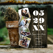 Rustic Bold Vier Foto Save the Date | Natuurlijk