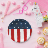 Rustic Bold Waterverf Amerikaanse vlag Papieren Bordje (Feest)
