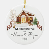 RUSTIC Bomen Nana En Papa Pine Eerste Kerstmis Keramisch Ornament (Voorkant)