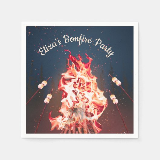 Rustic Bonfire en Marshmallows Paper Napkin Servet (Voorkant)