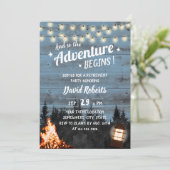 Rustic Bonfire Lantern Dusty Blue Barn Retirement Kaart (Staand voorkant)