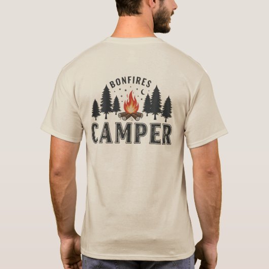 Rustic Bonfires Camper Night Forest Design T-shirt (Achterkant)