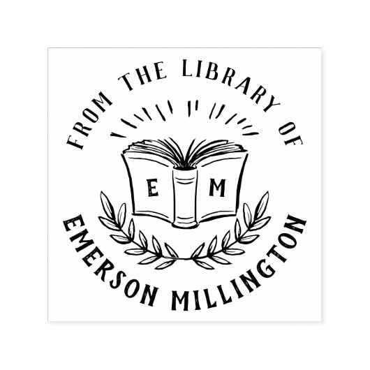 Rustic Book & Branch Sketch | Uit de bibliotheek v Zelfinktende Stempel (Design)