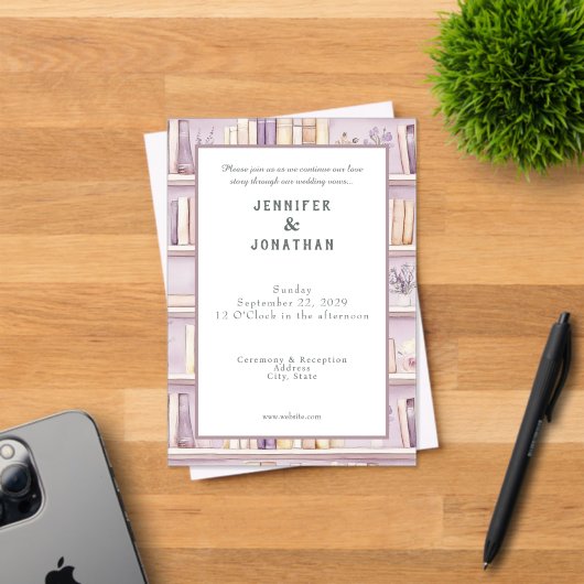 Rustic Book Lovers Print Wedding Invitation Acryl Uitnodigingen (Insitu (Uitnodiging))