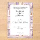 Rustic Book Lovers Print Wedding Invitation Acryl Uitnodigingen (Voorkant)