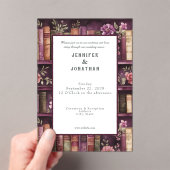 Rustic Book Lovers Print Wedding Invitation Acryl Uitnodigingen (Insitu (Draagbaar))