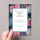 Rustic Book Lovers Print Wedding Invitation Acryl Uitnodigingen (Insitu (Draagbaar))