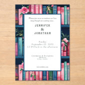 Rustic Book Lovers Print Wedding Invitation Acryl Uitnodigingen (Voorkant)