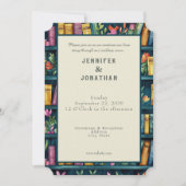Rustic Book Lovers Print Wedding Invitation Kaart (Voorkant)