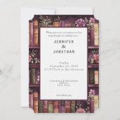 Rustic Book Lovers Print Wedding Invitation Kaart (Voorkant)