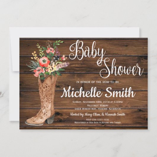 Rustic Boot Country Bridal Western Baby shower Kaart (Voorkant)