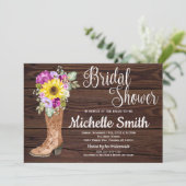 Rustic Boot Country Zonnebloem Bloemen Vrijgezelle Kaart (Staand voorkant)