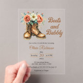 Rustic Boots and Bubbly Western Bridal Shower Acryl Uitnodigingen (Insitu (Draagbaar))