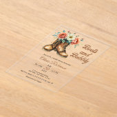 Rustic Boots and Bubbly Western Bridal Shower Acryl Uitnodigingen (Laagn)