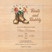 Rustic Boots and Bubbly Western Bridal Shower Acryl Uitnodigingen (Voorkant)