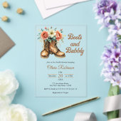 Rustic Boots and Bubbly Western Bridal Shower Acryl Uitnodigingen (Insitu (Huwelijk))