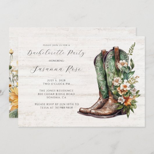 Rustic Boots Bachelorette Party Kaart (Voorkant / Achterkant)