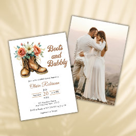 Rustic Boots & Bubbly Western Foto Vrijgezellenfee Kaart