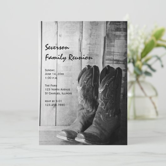 Rustic Boots Country Family Reunion Kaart (Staand voorkant)