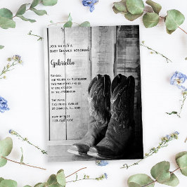 Rustic Boots Country Western Baby shower Kaart