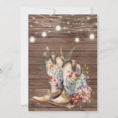 Rustic Boots Cowboy Cowgirl Floral Lights Wedding Kaart (Achterkant)