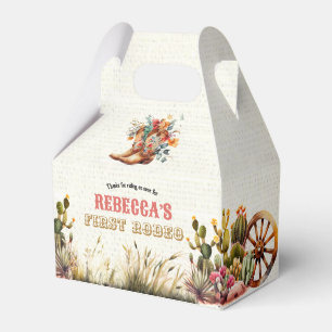 Rustic Boots Cowgirl 1st Rodeo Birthday Favor Box Bedankdoosjes