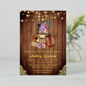 Rustic Boots Cowgirl Quinceañera 15e verjaardag In Folie Uitnodiging (Staand Voorkant)