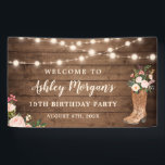 Rustic Boots Cowgirl String Lights Birthday Party Spandoek<br><div class="desc">Rustic Boots Cowgirl String Lights Birthday Party Banner.</div>