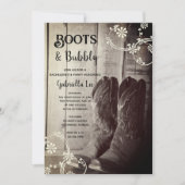 Rustic Boots en Bubble Western Bachelorette Party Kaart (Voorkant)