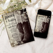 Rustic Boots en Bubble Western Bachelorette Party Kaart