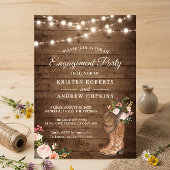 Rustic Boots Floral String Lights Engagement Party Kaart