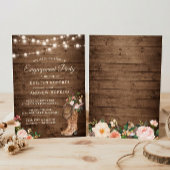 Rustic Boots Floral String Lights Engagement Party Kaart